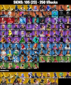 ⭐ GOLD MIDAS 🎮 105 SKINS 💣 ROYALE BOMBER 🛡️ GOLD BRUTUS 🎯 POINT PATROLLER 🛰️ TRILOGY 🥷 RONIN 🎯 GEAR SPECIALIST MAYA 😵 HEAD (DROOPY) 💰 250 VB
