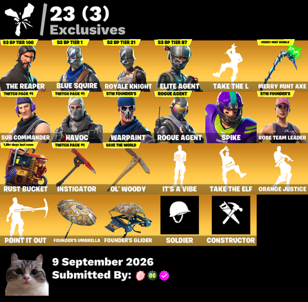 🌼 [PC/PSN/XBOX] 70 skins 🐉 OG STW 🎀 Merry Mint Axe 💥 The Reaper 🩵 Blue Squire 👑 Royale Knight 🎯 Elite Agent 🌿 Sub Commander 🦉 Havoc 🪻 Rogue Agent 🐝 Spike 🌙 Dark Voyager 💰 250 VB — image 2