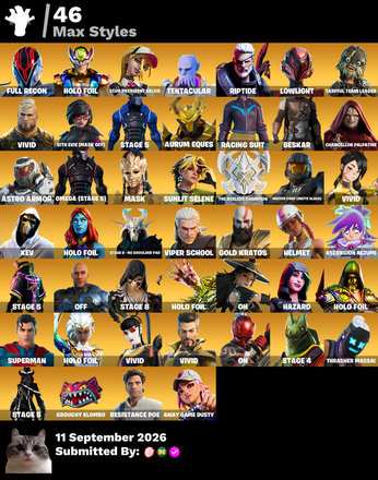 🪐 [PC/PSN/XBOX] 254 skins 🐉 OG STW 💎 Black Knight 🎀 Leviathan Axe 🌸 Sparkle Specialist 💥 The Reaper 🩵 Blue Squire 👑 Royale Knight 🎯 Elite Agent 💛 Gold Kratos 🌄 Lara Croft 🌌 Galaxia 🦋 Chun-li 🍓 Sakura 🦉 Mike Lowrey 💰 800 VB — image 8