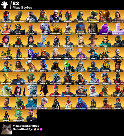 ☄️ [PC/XBOX/NINTENDO] 294 skins 🪐 Leviathan Axe 🦋 Chun-Li ⚡ Kratos 🖤 Master Chief (Matte Black) 💛 Gold Midas 🦉 Mike Lowrey 🌄 Lara Croft 🐉 Snake Eyes 🌌 Galaxia 🌟 Lebron James 🍓 Lil Tecca 🥀 Ruin 🌅 Zenith 🔮 Oppressor 💜 Vegeta 🐞 Predator 🩷 1500 VB — image 8