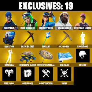 (PC/PSN/XBOX) OG STW π 284 SKINS π Renegade Raider π Aerial Assault Trooper π FNCS Renegade π Cloud Striker π Shady Doggo π Mizuki π 700 V-Buck PARENTAL CONTROL β Fortnite account listing