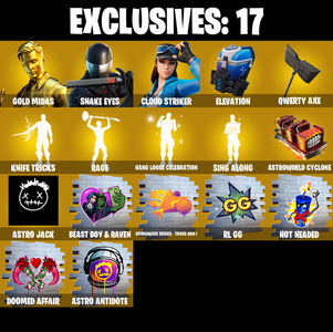 (PC/PSN/XBOX) 185 SKINS 🍒 Gold Midas 🍒 Snake Eyes 🍒 Cloud Striker 🍒 Fade 🍒 Kymera 🍒 Peter Griffin 🍒 Ronin 🍒 Torin 🍒 400 V-Buck PARENTAL CONTROL — Fortnite account listing