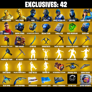 (PC/PSN/XBOX) 318 SKINS ๐ Gold Brutus ๐ Gold Midas ๐ Fixer ๐ Trilogy ๐ Point Patroller ๐ Sultura ๐ Cloud Striker ๐ Prodigy ๐ 2800 V-Buck PARENTAL CONTROL โ Fortnite account listing