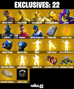 (PC/XBOX) 550 VB) 144 SKINS ❤️ Travis Scott ❤️ Gold Midas ❤️ Gold Brutus ❤️ Gold Meowscles ❤️ Spike ❤️ Trilogy ❤️ Prodigy ❤️ Point Patroller — Fortnite account listing