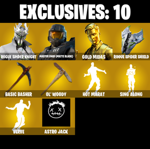 (PC/PSN/XBOX) 228 SKINS 🍒 Rogue Spider Knight 🍒 Master Chief (Matte Black) 🍒 Gold Midas 🍒 Spire Assassin 🍒 Kymera 🍒 Backlash 🍒 800 V-Buck PARENTAL CONTROL — Fortnite account listing