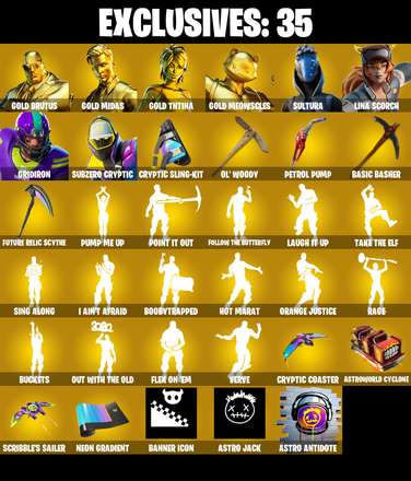 (PC) 249 SKINS 🔥 Gold Brutus 🔥 Gold Midas 🔥 Gold TNTina 🔥 Gold Meowscles 🔥 Sultura 🔥 Lina Scorch 🔥 Gridiron 🔥 Subzero Cryptic 🔥 350 VB | PARENTAL CONTROLS — image 1