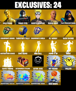 (PC/PSN) 234 SKINS π₯ Renegade Raider π₯ Gold Midas π₯ Snake Eyes π₯ Naruto Uzumaki π₯ Black Adam π₯ FNCS Champion Seeker π₯ 1700 V-Bucπ₯ PARENTAL CONTROLS β Fortnite account listing
