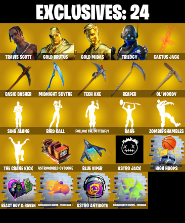 (PC) 203 SKINS π₯ Renegade Raider π₯ Travis Scott π₯ Gold Brutus π₯ Gold Midas π₯ Trilogy π₯ Fade π₯ Kado Thorne π₯ Zero π₯ Raz π₯ 250 VB | PARENTAL CONTROLS β image 1