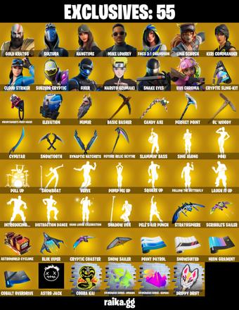 (PC/XBOX) 0 VB) 403 SKINS π₯ Renegade Raider π₯ Aerial Assault Trooper π₯ Master Chief π₯ Gold Kratos π₯ Sultura π₯ Hangtime π₯ Mike Lowre | PARENTAL CONTROLS β image 1
