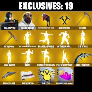 (PC/PSN/XBOX) 401 SKINS ๐ Snake Eyes ๐ Shady Doggo ๐ Spectra Knight ๐ Driftwalker ๐ Snap ๐ Torin ๐ The Origin ๐ Nezumi ๐ 150 V-Buck PARENTAL CONTROL โ Fortnite account listing