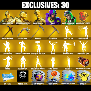 (PC/PSN/XBOX) 349 SKINS 💫 Gold Brutus ⚡️ Gold Meowscles 💍 Gold Midas ⚡️ Spike 💍 FNCS Renegade ⚡️ Optimus Prime 💍 Catalyst ⚡️ Fusion | 150 V-Buck | PARENTAL CONTROLS — Fortnite account listing
