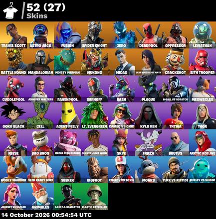 [PC] | 52 skins | 1600 V-bucks | Merry Mint Axe | Travis Scott | Astro Jack | Fusion | Spider Knight | Zero | Deadpool | Oppressor | #VDK1136 — image 2