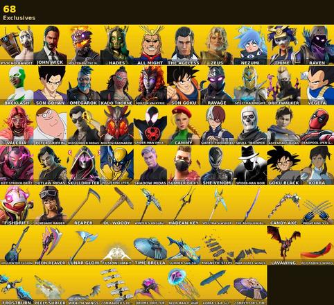 [PC/PSN] | 206 skins | 7200 V-bucks | Candy Axe | Renegade Raider | Psycho Bandit | John Wick | Molten Battle Hound | Hades | All Might | #KWB8251 — image 1