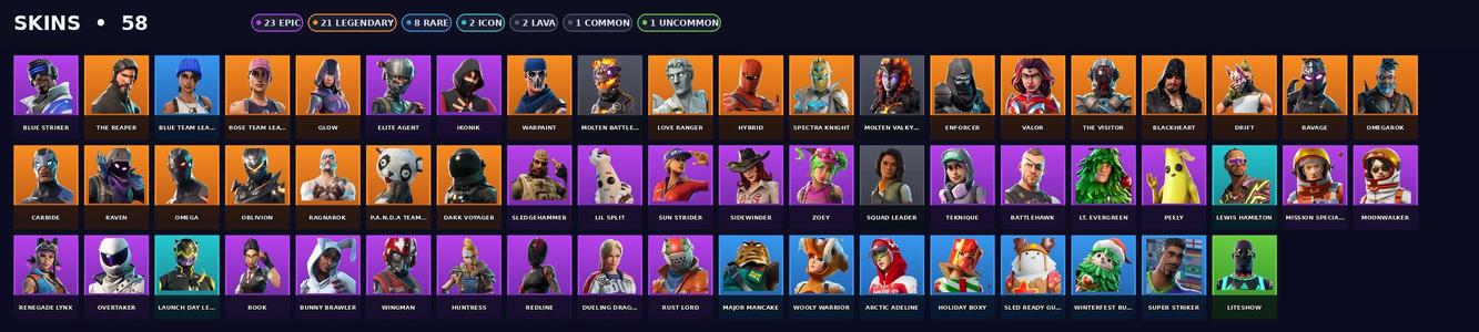[PC/XBOX] | 58 skins | 1950 V-bucks | Orange Justice | Take The L | OG STW | IKONIK | Glow | The Reaper | Elite Agent | Omega | #QQL6970 — Fortnite account listing