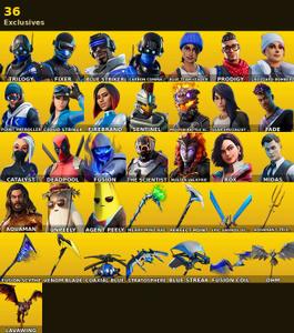 [PC/XBOX] | 53 skins | 2950 V-bucks | Merry Mint Axe | Trilogy | Fixer | Blue Striker | Carbon Commando | Blue Team Leader | Prodigy | #QNK0559 — Fortnite account listing