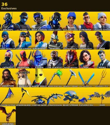 [PC/XBOX] | 53 skins | 2950 V-bucks | Merry Mint Axe | Trilogy | Fixer | Blue Striker | Carbon Commando | Blue Team Leader | Prodigy | #QNK0559 — image 1