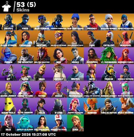 [PC/XBOX] | 53 skins | 2950 V-bucks | Merry Mint Axe | Trilogy | Fixer | Blue Striker | Carbon Commando | Blue Team Leader | Prodigy | #QNK0559 — image 2