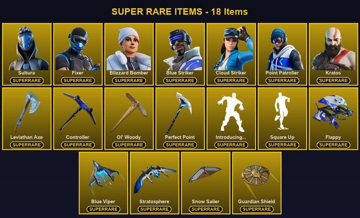 [PC] 157 Skins | Blizzard Bomber | Blue Striker | Cloud Striker | Controller | Fixer | Kratos | Leviathan Axe | Ol' Woody | Perfect Point | Point Patroller | Sultura | Blackheart | Deadpool | Era | Fade | Galaxia | Gear Specialist Maya | Hybrid | Joey — image 1