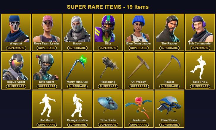 [PC/XBOX] 83 Skins | Blitz | Blue Team Leader | Elite Agent | Havoc | Merry Mint Axe | Ol' Woody | Reaper | Reckoning | Rogue Agent | Rose Team Leader | Sub Commander | The Reaper | Warpaint | Blackheart | Calamity | Carbide | Dark Voyager | Drift — image 1