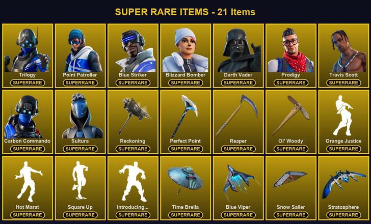 [PC/XBOX] 544 Skins | Blizzard Bomber | Blue Striker | Carbon Commando | Darth Vader | Ol' Woody | Perfect Point | Point Patroller | Prodigy | Reaper | Reckoning | Sultura | Travis Scott | Trilogy | Backlash | Calamity | Carbide | Catalyst | Deadpool — image 1