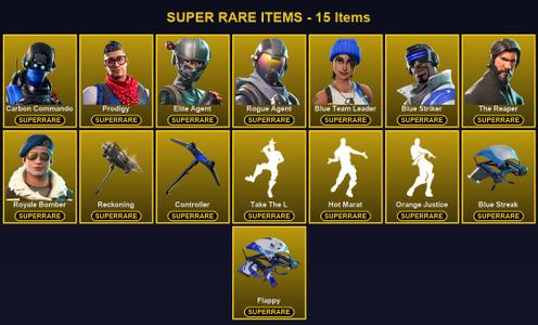 [PC/XBOX] 47 Skins | Blue Striker | Blue Team Leader | Carbon Commando | Controller | Elite Agent | Prodigy | Reckoning | Rogue Agent | Royale Bomber | The Reaper | Blackheart | Calamity | Carbide | Cuddle Team Leader | Dark Voyager | Drift | Enforcer — Fortnite account listing