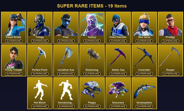 [PC/PSN/XBOX] 184 Skins | Cloud Striker | Controller | Fixer | Galaxy | Leviathan Axe | Neo Versa | Perfect Point | Point Patroller | Prodigy | Reaper | Reckoning | Stellar Axe | Trilogy | Trinity Trooper | Alli | Blackheart | Calamity | Catalyst — image 1