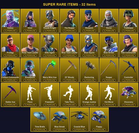 [PC/PSN/XBOX] 115 Skins | Blue Squire | Blue Striker | Blue Team Leader | Breakpoint | Carbon Commando | Controller | Elite Agent | Galaxy | Glow | Havoc | Merry Mint Axe | Ol' Woody | Prodigy | Reaper | Reckoning | Rose Team Leader | Royale Knight — image 1