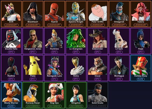 [PC/PSN/XBOX] 26 Skins | Perfect Point | Blackheart | Drift | Hybrid | Omegarok | Peter Griffin | Spectra Knight | Spectra Slasher | Valeria | Winter's Onslaught | Blade of the Waning Moon | Dragon's Claw | Dumbbell Driver | Ember Pick | Groot's Sap Axes — image 2