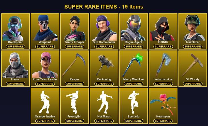 [PC/PSN/XBOX] 165 Skins | Breakpoint | Havoc | IKONIK | Leviathan Axe | Merry Mint Axe | Ol' Woody | Reaper | Reckoning | Rogue Agent | Rose Team Leader | Sub Commander | Trailblazer | Trinity Trooper | Warpaint | A.I.M. | Blackheart | Calamity | Carbide — image 1