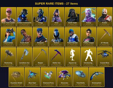 [PC] 182 Skins | Carbon Commando | Cloud Striker | Darth Vader | Galaxy | Glow | Kratos | Leviathan Axe | Ol' Woody | Point Patroller | Reaper | Reckoning | Rose Team Leader | Stellar Axe | Sultura | Travis Scott | Trilogy | Trinity Trooper | Warpaint — Fortnite account listing