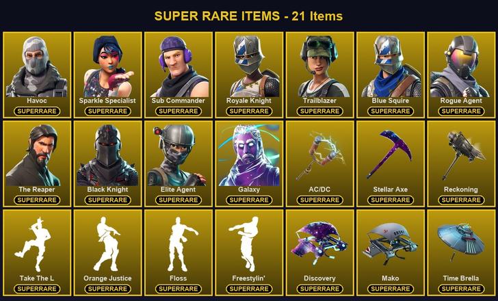[PC/PSN/XBOX] 33 Skins | AC/DC | Black Knight | Blue Squire | Elite Agent | Galaxy | Havoc | Reckoning | Rogue Agent | Royale Knight | Sparkle Specialist | Stellar Axe | Sub Commander | The Reaper | Trailblazer | Calamity | Carbide | Dark Voyager | Omega — image 1