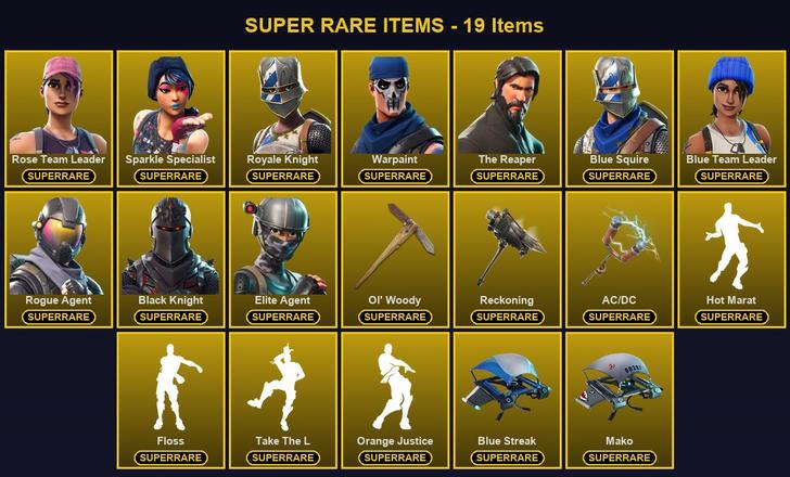 [PC/PSN/XBOX] 59 Skins | AC/DC | Black Knight | Blue Squire | Blue Team Leader | Elite Agent | Ol' Woody | Reckoning | Rogue Agent | Rose Team Leader | Royale Knight | Sparkle Specialist | The Reaper | Warpaint | Calamity | Carbide | Crackshot — image 1