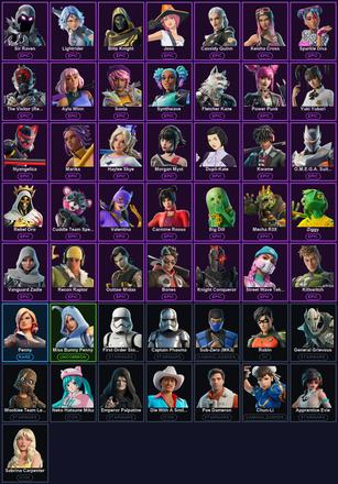 [PC/XBOX] 50 Skins | Apprentice Evie | Ayla Winn | Big Dill | Blitz Knight | Bones | Captain Phasma | Carmine Rosso | Cassidy Quinn | Chun-Li | Cuddle Team Specialist | Die With A Smile Bruno | Dupli-Kate | Emperor Palpatine | First Order Stormtrooper — image 1