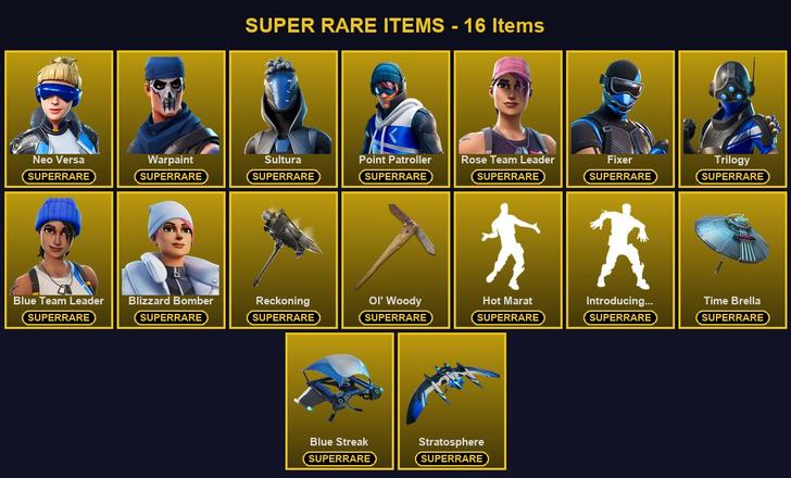 [PC/XBOX] 71 Skins | Blizzard Bomber | Blue Team Leader | Fixer | Neo Versa | Ol' Woody | Point Patroller | Reckoning | Rose Team Leader | Sultura | Trilogy | Warpaint | Blackheart | Calamity | Catalyst | Deadpool | Frostbite | Frozen Love Ranger — image 1