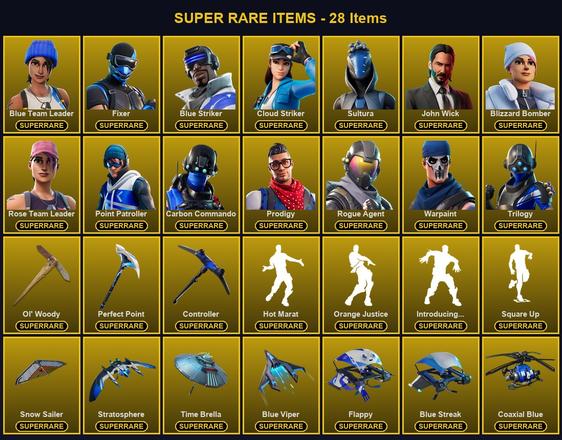 [PC] 109 Skins | Blizzard Bomber | Blue Striker | Blue Team Leader | Carbon Commando | Cloud Striker | Controller | Fixer | John Wick | Ol' Woody | Perfect Point | Point Patroller | Prodigy | Rogue Agent | Rose Team Leader | Sultura | Trilogy | Warpaint — image 1