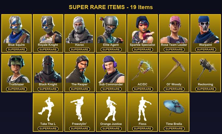 [PC/PSN] 76 Skins | AC/DC | Black Knight | Blue Squire | Elite Agent | Havoc | Ol' Woody | Reckoning | Rose Team Leader | Royale Knight | Sparkle Specialist | Sub Commander | The Reaper | Trailblazer | Warpaint | Battle Hound | Blackheart | Calamity — image 1