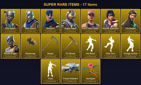 [PC] 118 Skins | Blue Squire | Elite Agent | Ol' Woody | Reaper | Reckoning | Rogue Agent | Rose Team Leader | Royale Knight | Sparkle Specialist | The Reaper | Warpaint | A.I.M. | Blackheart | Calamity | Carbide | Catalyst | Cuddle Team Leader — Fortnite account listing