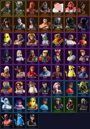 [PC/PSN/XBOX] 52 Skins | Elite Agent | The Reaper | Blackheart | Dark Voyager | Deadpool | Gear Specialist Maya | Hybrid | Luxe | Mandalorian | Menace | Midas | Peter Griffin | Predator | Ruin | Valeria | Yautja Wristblades | Agent Peely | Beastfang — image 2