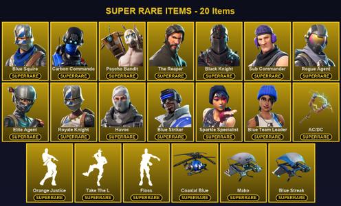 [PC/PSN/XBOX] 24 Skins | AC/DC | Black Knight | Blue Squire | Blue Striker | Blue Team Leader | Carbon Commando | Elite Agent | Havoc | Psycho Bandit | Rogue Agent | Royale Knight | Sparkle Specialist | Sub Commander | The Reaper | Carbide | Dark Voyager — Fortnite account listing