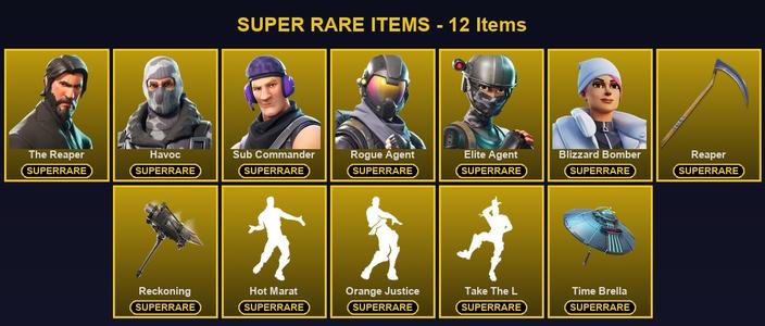 [PC/XBOX] 51 Skins | Blizzard Bomber | Elite Agent | Havoc | Reaper | Reckoning | Rogue Agent | Sub Commander | The Reaper | Blackheart | Calamity | Carbide | Catalyst | Dark Voyager | Dire | Drift | Hybrid | Lynx | Omega | Renzo the Destroyer | Rox — Fortnite account listing