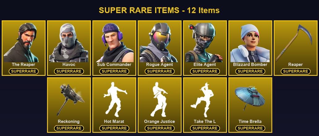 [PC/XBOX] 51 Skins | Blizzard Bomber | Elite Agent | Havoc | Reaper | Reckoning | Rogue Agent | Sub Commander | The Reaper | Blackheart | Calamity | Carbide | Catalyst | Dark Voyager | Dire | Drift | Hybrid | Lynx | Omega | Renzo the Destroyer | Rox — image 1