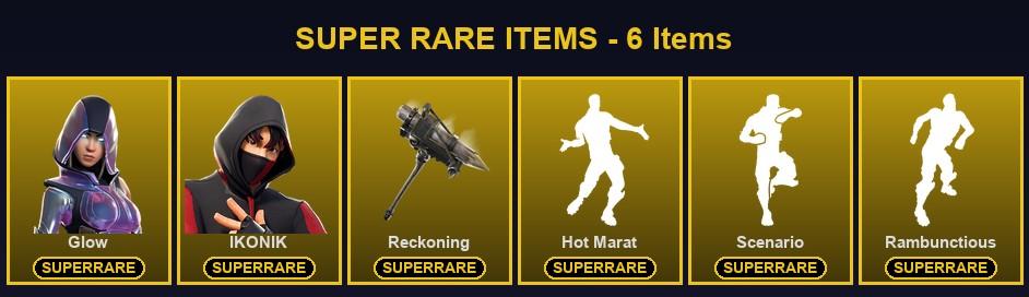 [PC/PSN/XBOX] 43 Skins | Glow | IKONIK | Reckoning | Calamity | Crackshot | Deadfire | Drift | Fusion | Lynx | Musha | Ragnarok | Zenith | 8-Ball vs Scratch | Cameo vs Chic | DJ Yonder | Dusk | Fable | Fusion Scythe | Giddy-up | Hollowhead | Huntress — image 1