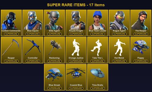 [PC/XBOX] 101 Skins | Blue Squire | Blue Team Leader | Carbon Commando | Controller | Elite Agent | Reaper | Reckoning | Rogue Agent | Royale Knight | The Reaper | Ark | Blackheart | Calamity | Carbide | Catalyst | Dark Voyager | Drift — Fortnite account listing