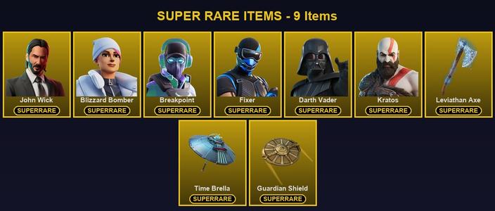 [PC/PSN/XBOX] 231 Skins | Blizzard Bomber | Breakpoint | Darth Vader | Fixer | John Wick | Kratos | Leviathan Axe | Alli | Blaze | Deadeye | Era | Frostbite | Galaxy Scout | Gear Specialist Maya | Joey | Joltara | Kymera | Malik | Mandalorian — Fortnite account listing