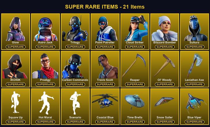 [PC] 277 Skins | Astro Jack | Blizzard Bomber | Carbon Commando | Cloud Striker | Glow | IKONIK | Leviathan Axe | Ol' Woody | Point Patroller | Prodigy | Reaper | Sultura | Travis Scott | Trilogy | Blackheart | Catalyst | Deadpool | Drift | Era — image 1