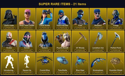 [PC/XBOX] 169 Skins | Cloud Striker | Darth Vader | Fixer | Kratos | Leviathan Axe | Ol' Woody | Perfect Point | Point Patroller | Psycho Bandit | Rose Team Leader | Sultura | Trilogy | Warpaint | Xander | Catalyst | Deadpool | Era | Eternal Knight | Fade — Fortnite account listing