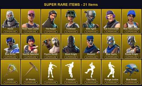 [PC/PSN/XBOX] 137 Skins | AC/DC | Black Knight | Blue Squire | Blue Striker | Blue Team Leader | Elite Agent | Havoc | Ol' Woody | Psycho Bandit | Rose Team Leader | Royale Knight | Sparkle Specialist | Sub Commander | The Reaper | Trailblazer | Warpaint — Fortnite account listing