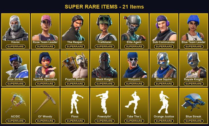 [PC/PSN/XBOX] 137 Skins | AC/DC | Black Knight | Blue Squire | Blue Striker | Blue Team Leader | Elite Agent | Havoc | Ol' Woody | Psycho Bandit | Rose Team Leader | Royale Knight | Sparkle Specialist | Sub Commander | The Reaper | Trailblazer | Warpaint — image 1