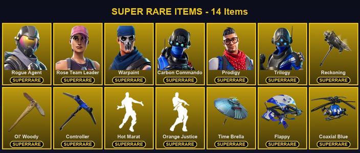 [PC/PSN/XBOX] 103 Skins | Carbon Commando | Controller | Ol' Woody | Prodigy | Reckoning | Rogue Agent | Rose Team Leader | Trilogy | Warpaint | Blackheart | Calamity | Carbide | Deadpool | Drift | Enforcer | Fade | Gear Specialist Maya | Hadean Key — Fortnite account listing