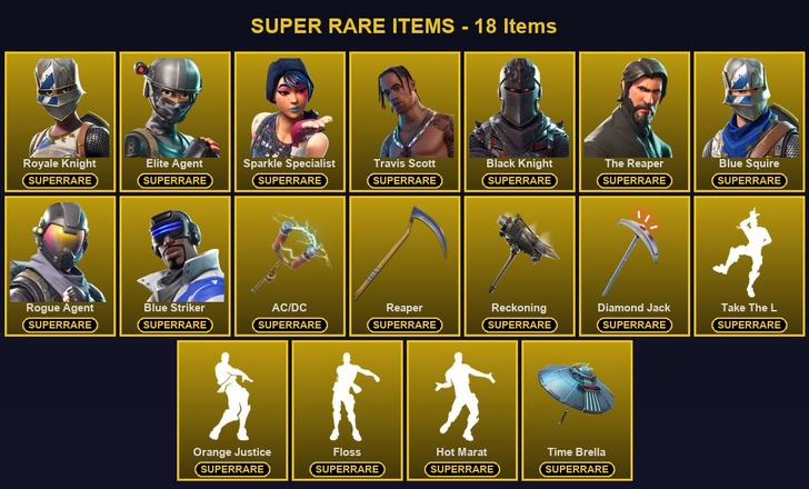 [PC/XBOX] 75 Skins | AC/DC | Black Knight | Blue Squire | Blue Striker | Diamond Jack | Elite Agent | Reaper | Reckoning | Rogue Agent | Royale Knight | Sparkle Specialist | The Reaper | Travis Scott | A.I.M. | Blackheart | Calamity | Carbide — image 1